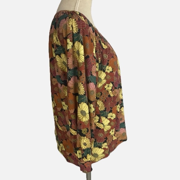 Nation LTD Los Angeles Floral Top Size Medium Popover Peasant Long Sleeve Boho - Picture 6 of 9
